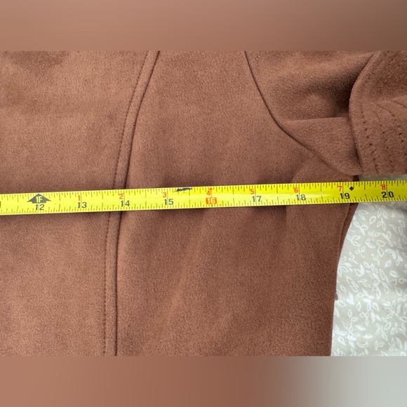 TOMMY HILFIGER SHIRTDRESS. FAUX SUEDE A-LINE. FLATTERING. ELEGANT BROWN COGNAC - Picture 15 of 16